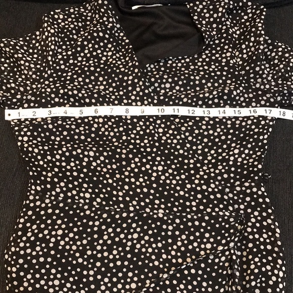 All in Favor Black and White Polkadot Sheer Wrap with Lining Midi Dress-Size M - Picture 9 of 9
